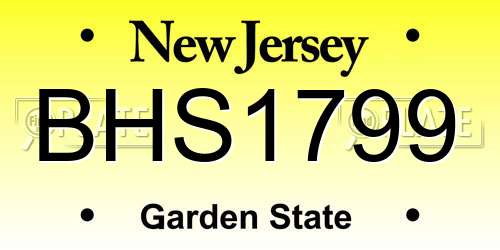 BHS1799 New Jersey License Plate