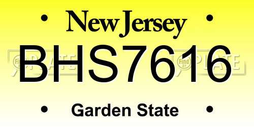 BHS7616 New Jersey License Plate