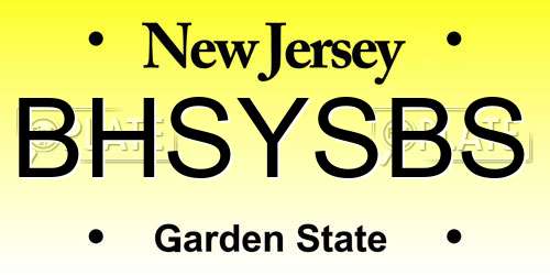 BHSYSBS New Jersey License Plate