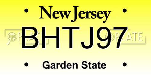 BHTJ97 New Jersey License Plate