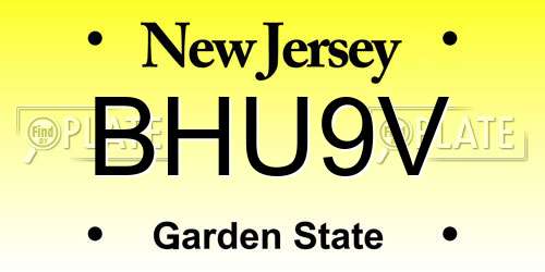 BHU9V New Jersey License Plate