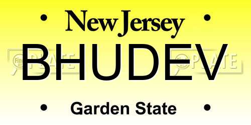 BHUDEV New Jersey License Plate