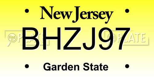 BHZJ97 New Jersey License Plate