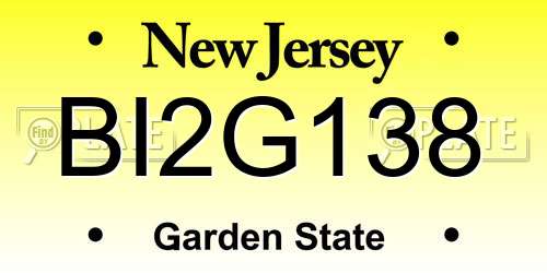 BI2G138 New Jersey License Plate