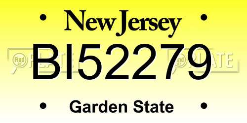 BI52279 New Jersey License Plate