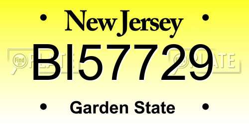BI57729 New Jersey License Plate