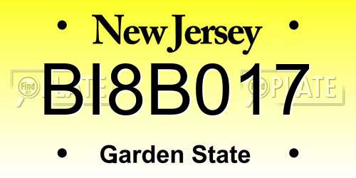 BI8B017 New Jersey License Plate
