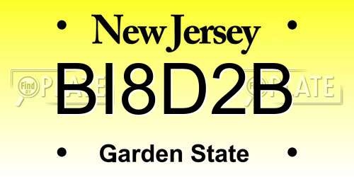 BI8D2B New Jersey License Plate