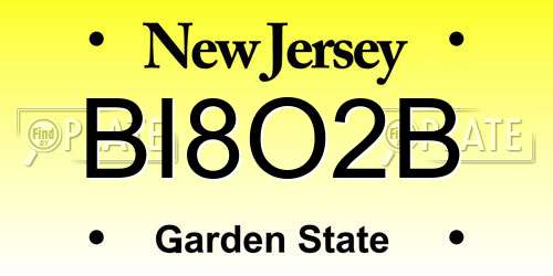 BI8O2B New Jersey License Plate