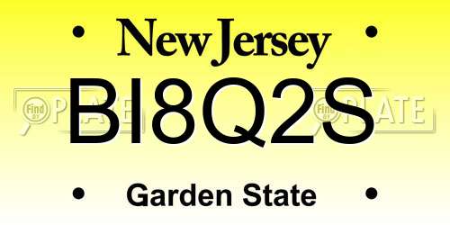 BI8Q2S New Jersey License Plate