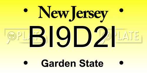 BI9D2I New Jersey License Plate