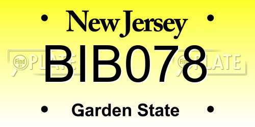 BIB078 New Jersey License Plate