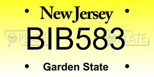 BIB583 New Jersey License Plate