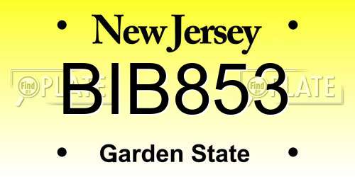 BIB853 New Jersey License Plate