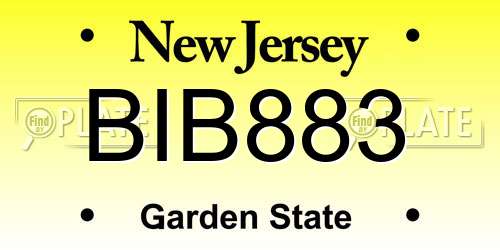 BIB883 New Jersey License Plate