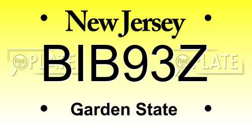 BIB93Z New Jersey License Plate