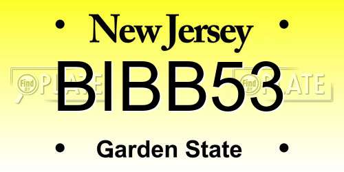 BIBB53 New Jersey License Plate