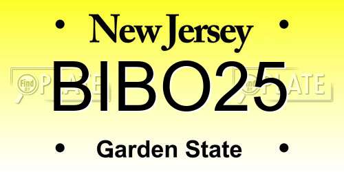 BIBO25 New Jersey License Plate