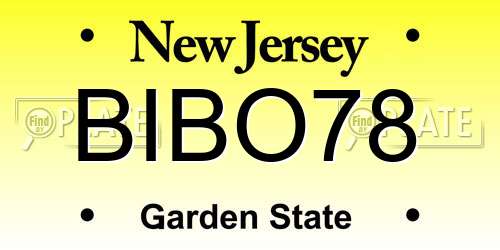 BIBO78 New Jersey License Plate