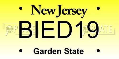BIED19 New Jersey License Plate