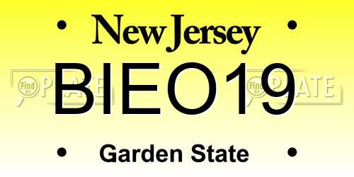 BIEO19 New Jersey License Plate