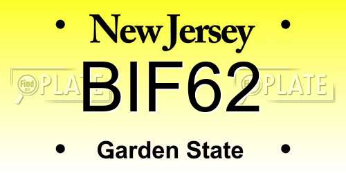 BIF62 New Jersey License Plate