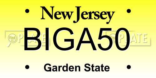 BIGA50 New Jersey License Plate