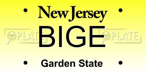 BIGE New Jersey License Plate