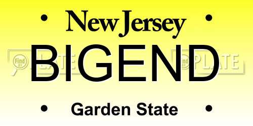 BIGEND New Jersey License Plate