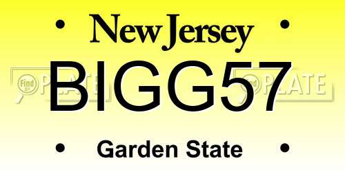 BIGG57 New Jersey License Plate