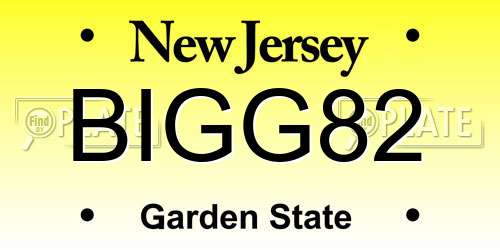 BIGG82 New Jersey License Plate