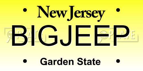 BIGJEEP New Jersey License Plate