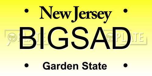 BIGSAD New Jersey License Plate