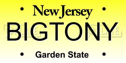 BIGTONY New Jersey License Plate
