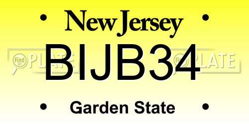 BIJB34 New Jersey License Plate