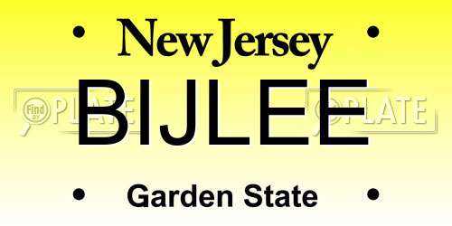 BIJLEE New Jersey License Plate