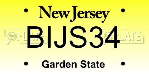 BIJS34 New Jersey License Plate