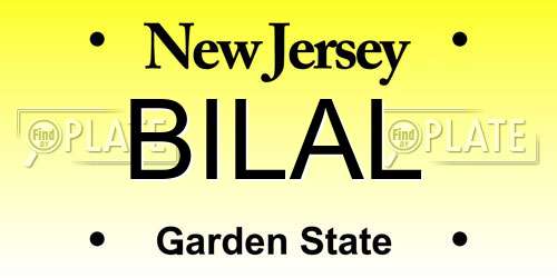 BILAL New Jersey License Plate