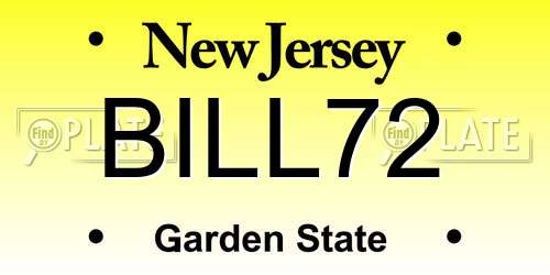 BILL72 New Jersey License Plate