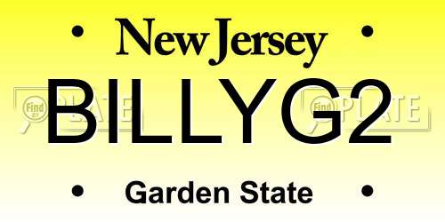 BILLYG2 New Jersey License Plate