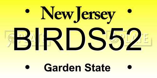 BIRDS52 New Jersey License Plate