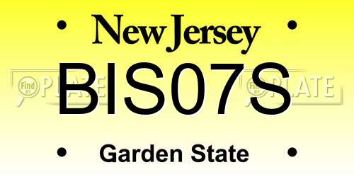 BIS07S New Jersey License Plate