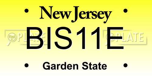 BIS11E New Jersey License Plate