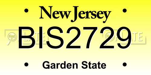 BIS2729 New Jersey License Plate