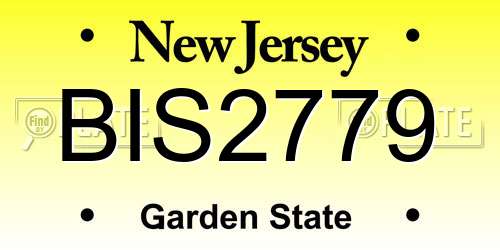 BIS2779 New Jersey License Plate
