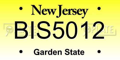BIS5012 New Jersey License Plate