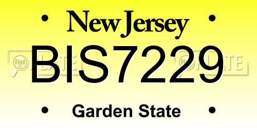 BIS7229 New Jersey License Plate