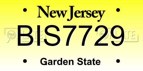 BIS7729 New Jersey License Plate