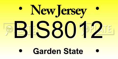 BIS8012 New Jersey License Plate