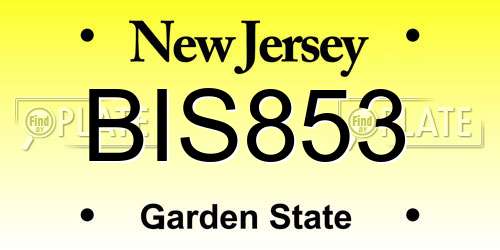 BIS853 New Jersey License Plate